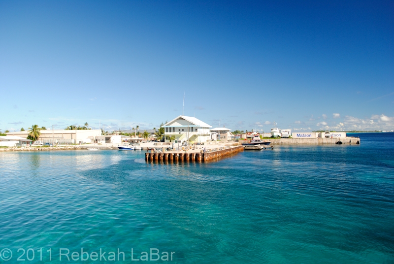 Ebeye Harbor; the large building in the center is the fish market