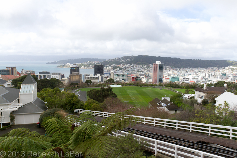 Upper terminus of the historic Wellington Cable Car, looking down towards the harbour